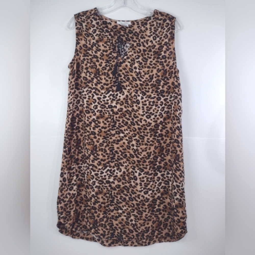 Beachlunchlounge women's leopard print pullover sleeveless dress size (L)